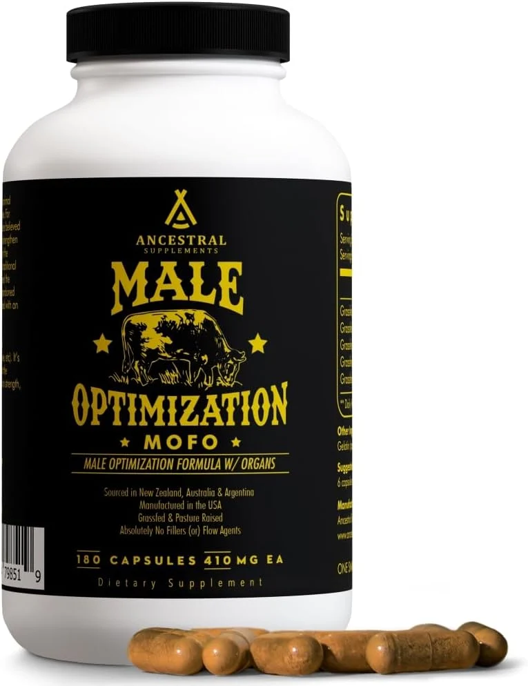 Ancestral Supplements Mofo Energy Levels and Overall Men's Health and Wellness Non-GMO Grass Fed Beef Organ  with Liver 180 Caps