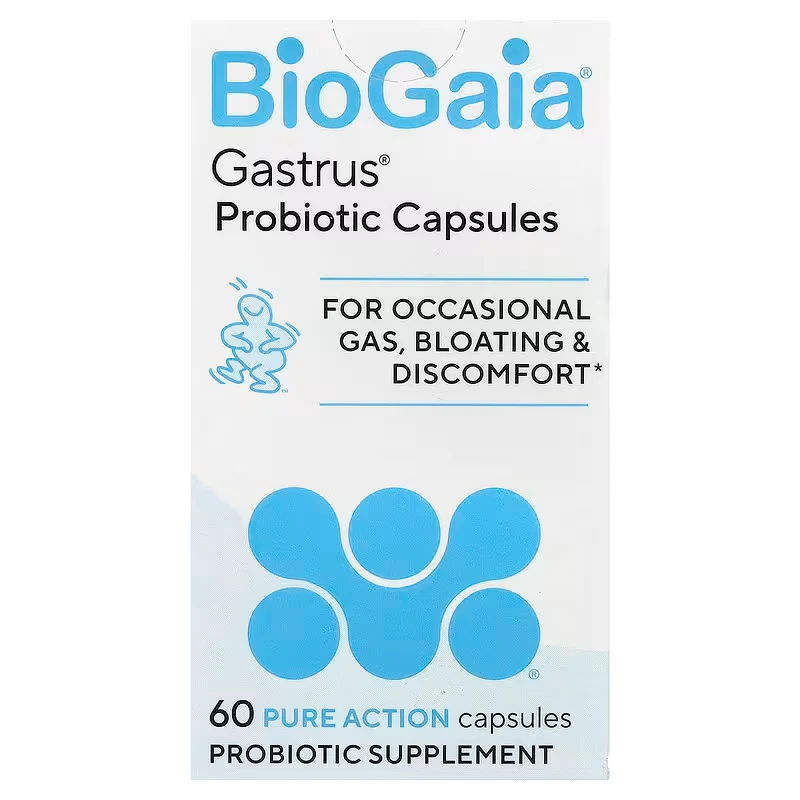 BioGaia Gastrus Probiotic Occasional Gas, Bloating & Discomfort  60 Pure Action Caps