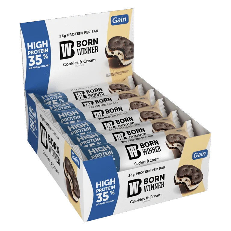 Born Winner Gain Protein Bar – 12x75 gr Cookies and Cream