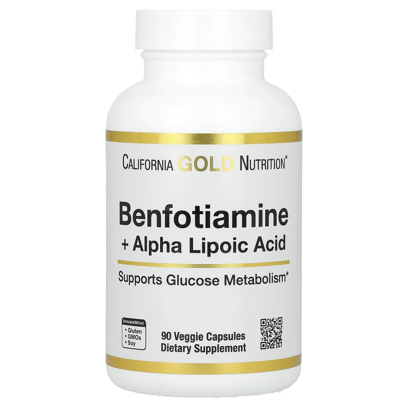 California Gold Nutrition, Benfotiamine + Alpha Lipoic Acid + Leucine Losin 90 Vegetarian Capsules
