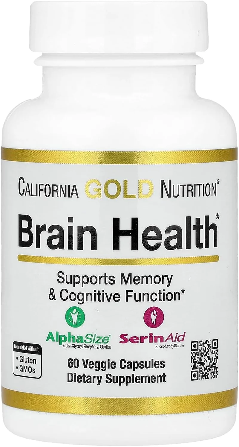 California Gold Nutrition, Brain Health Alpha Glycerophosphorylcholine Calcium Phosphorus and Phosphatidylserine 60 Veggie Caps