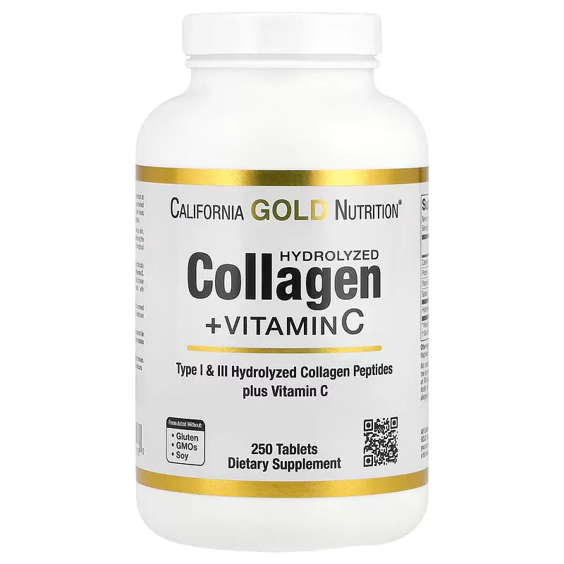 California Gold Nutrition, Hydrolyzed Collagen + Vitamin C, Type I & III, 250 Tablet