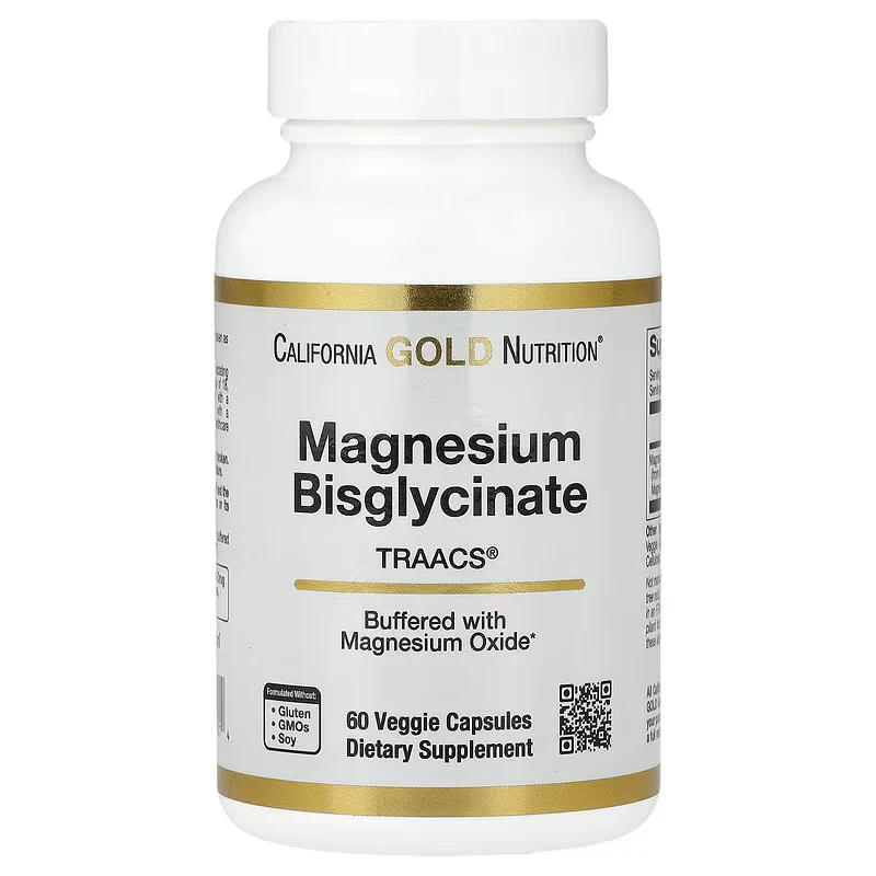 California Gold Nutrition Magnesium Bisglycinate Chelate Albion TRAACS 60 Veggie Caps