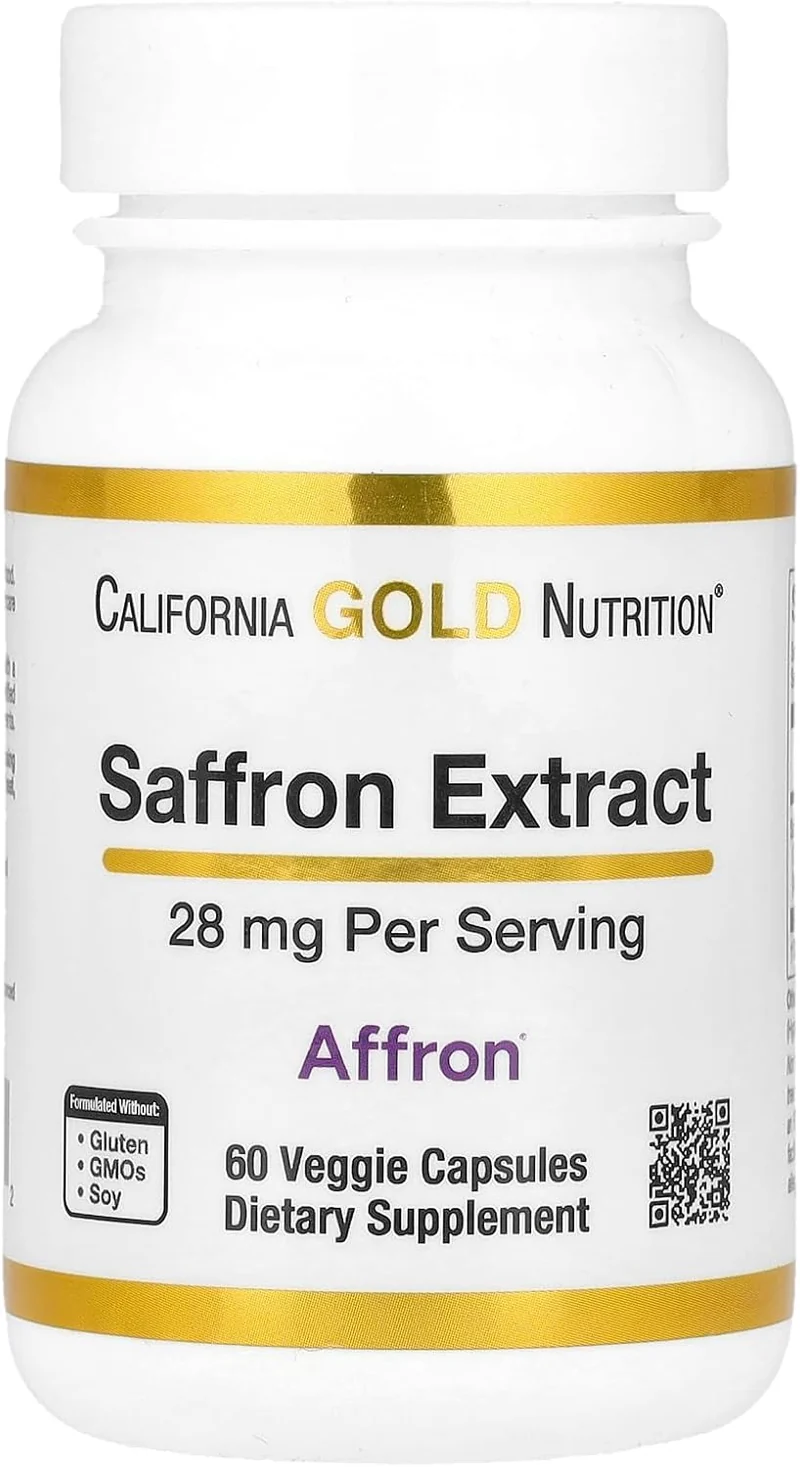 California Gold Nutrition Saffron Safran Extract with Affron®, 28 mg, 60 Veggie Capsules