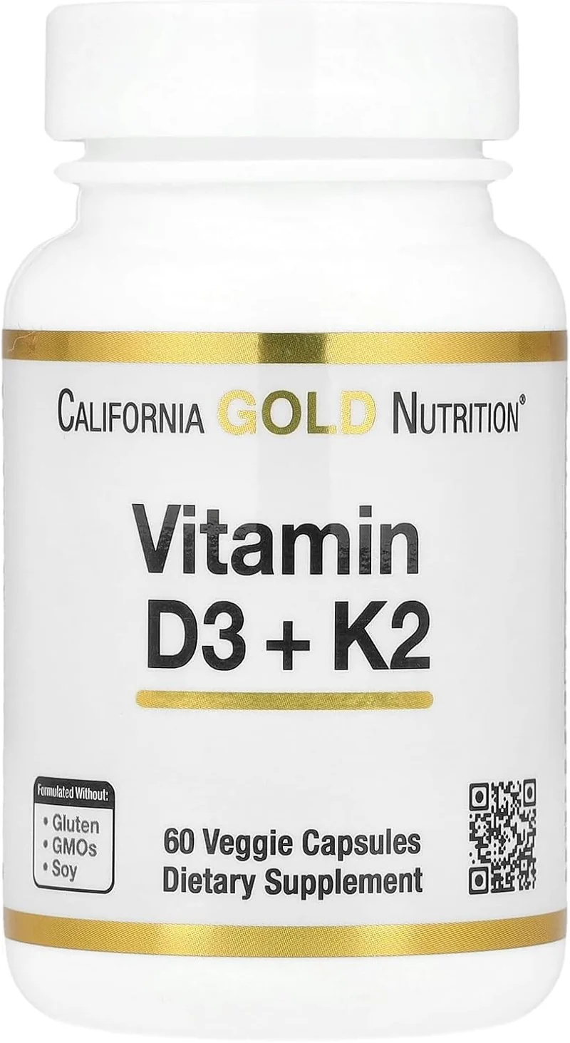 California Gold Nutrition Vitamin D3 + K2 MK-7 5000 IU 60 Veggie Caps