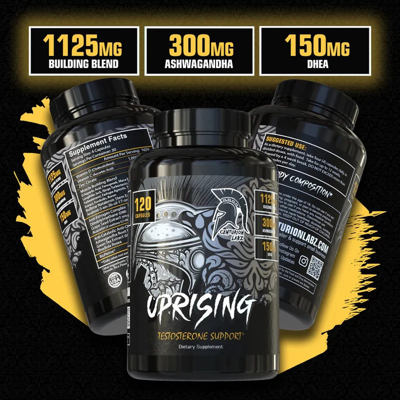 Centurion Labz Uprising Test Booster Daa Aspartic Acid Maca Fenugreek Tongkat Ali Turkesteron Fadogia Agrestis 120 Caps