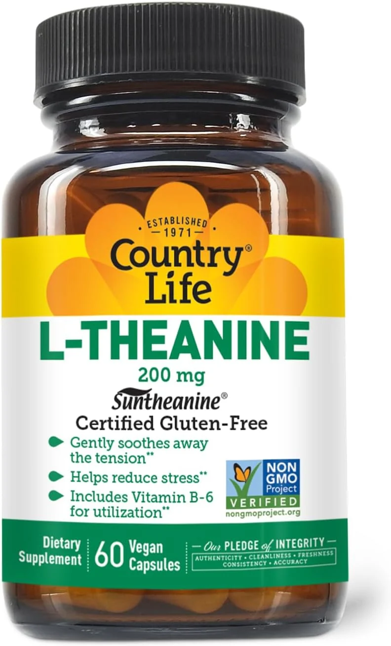 Country Life Suntheanine L-Theanine Stress Relief Inositol Focus & Better Sleep Brain & Cognitive 60 Vegan Capsules