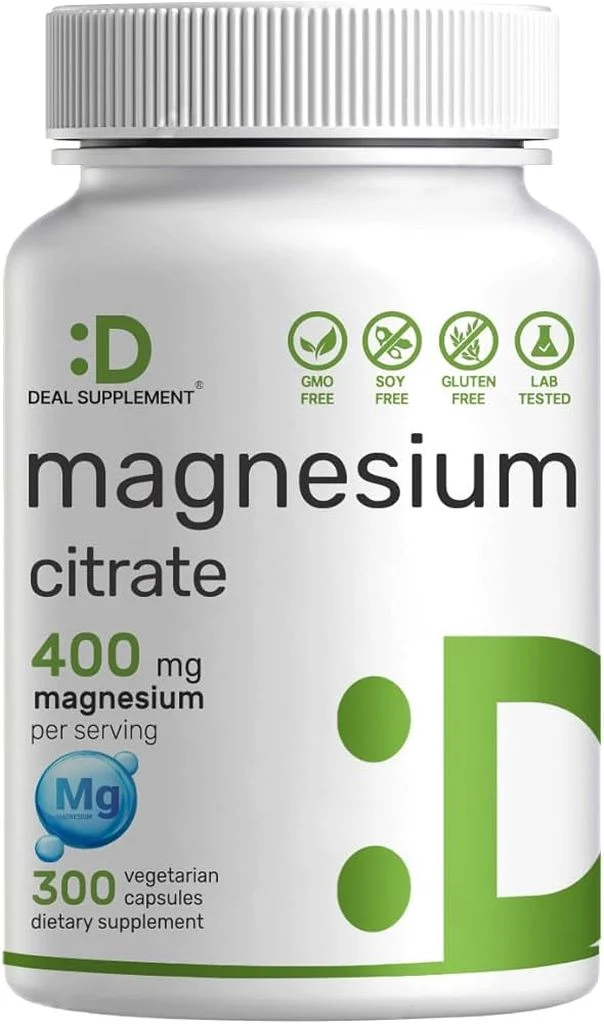 Deal Supplement Magnesium(Magnezyum) Citrate 400mg Per Serving, 300 Veggie Capsules