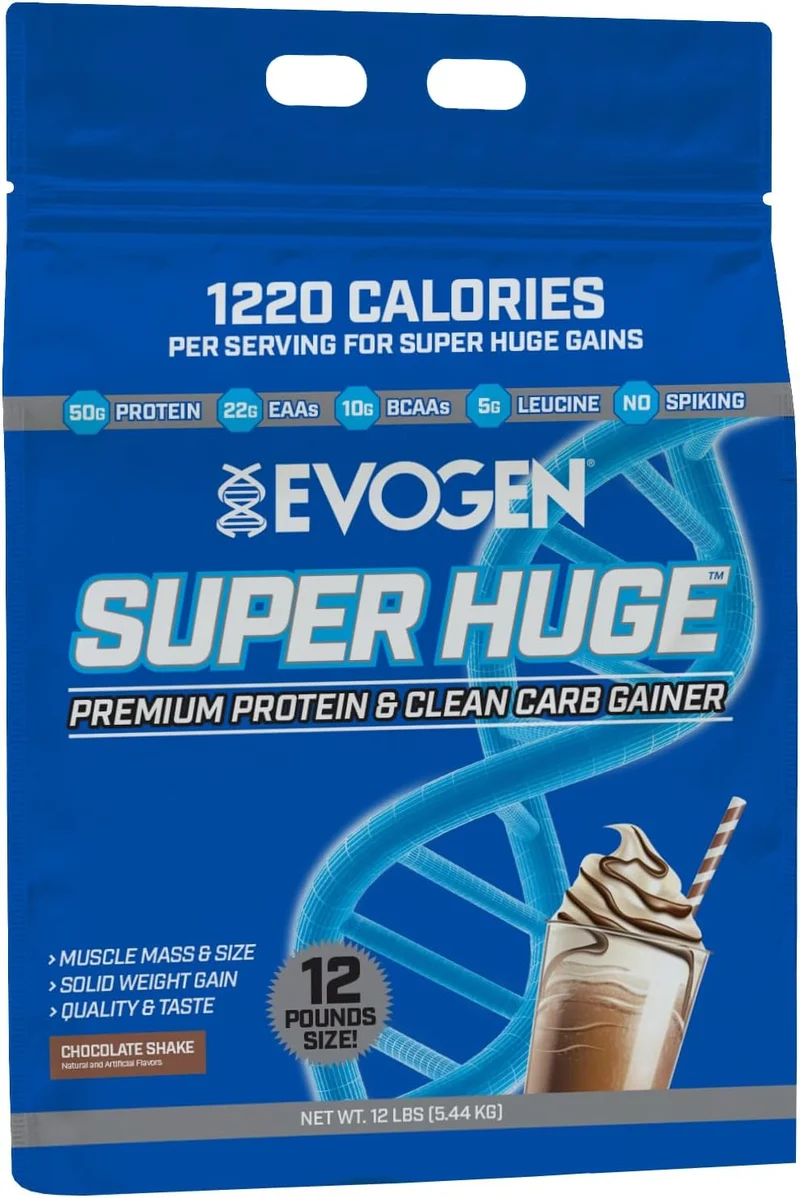 Evogen Super Huge Mass Gainer Protein High Calorie Weight Gainer  Carbs & Nutrients Strength 5,4 Kg