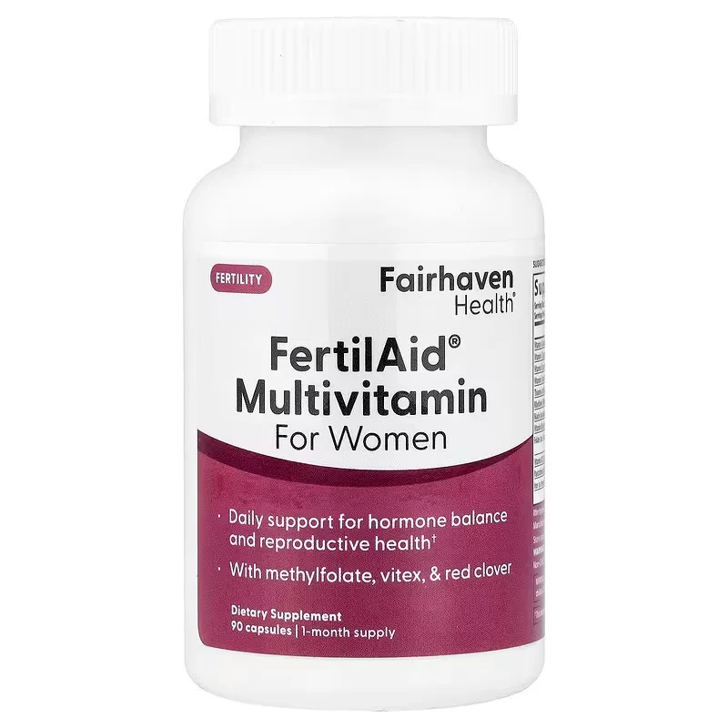 Fairhaven Health FertilAid Multivitamin For Women With methylfolate vitex, & red clover 90 Capsules