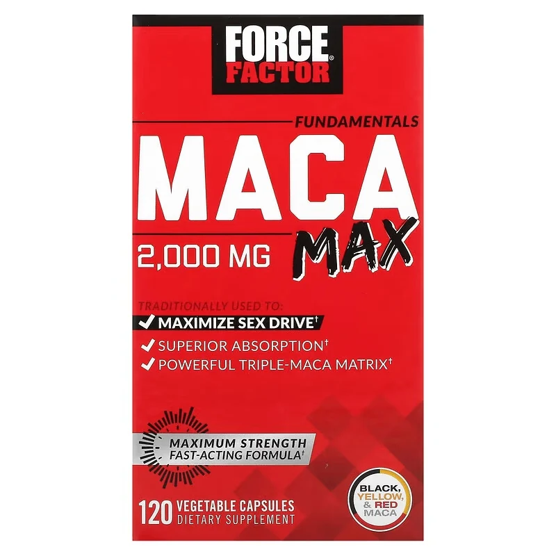 Force Factor Maca Max Maximize Performance Black Maca Red Maca & Yellow Maca  2000mg 120 Caps