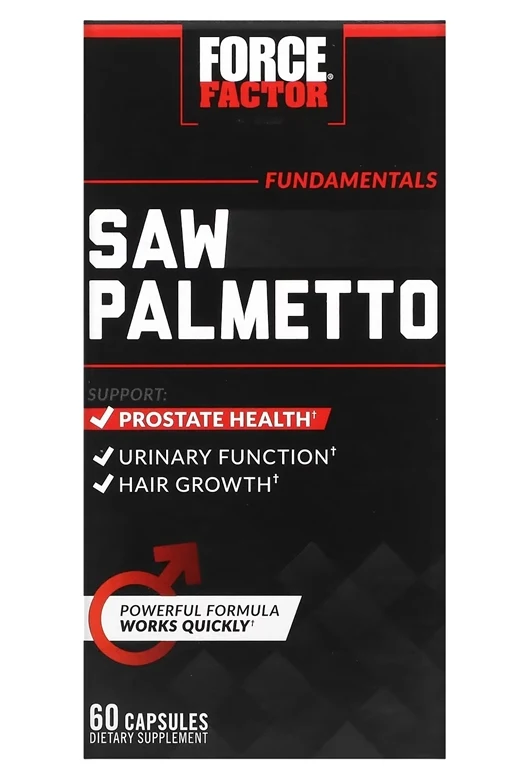 Force Factor Saw Palmetto Prostate Supplement Urinary Function, Prostate Relief & Hair Growth with BioPerine for Superior Absorption 60 Caps