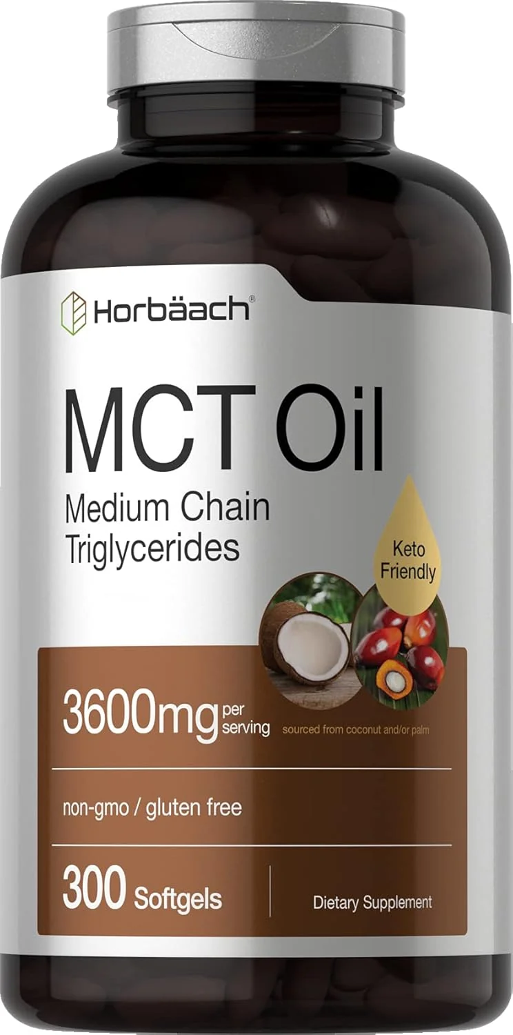 Horbäach MCT Oil 3600mg 300 Softgels with Coconut Caprylic & Capric Acid Keto Friendly Formula