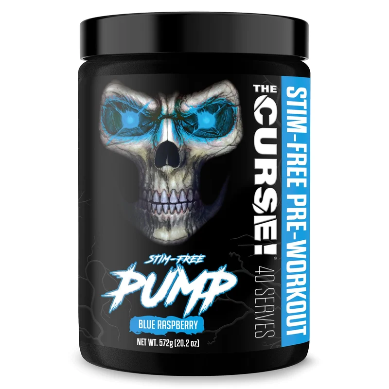 JNX SPORTS The Curse Pump Stim-Free PreWorkout Caffeine Free Nitric Oxide Booster Blue Raspberry, 40 Servings