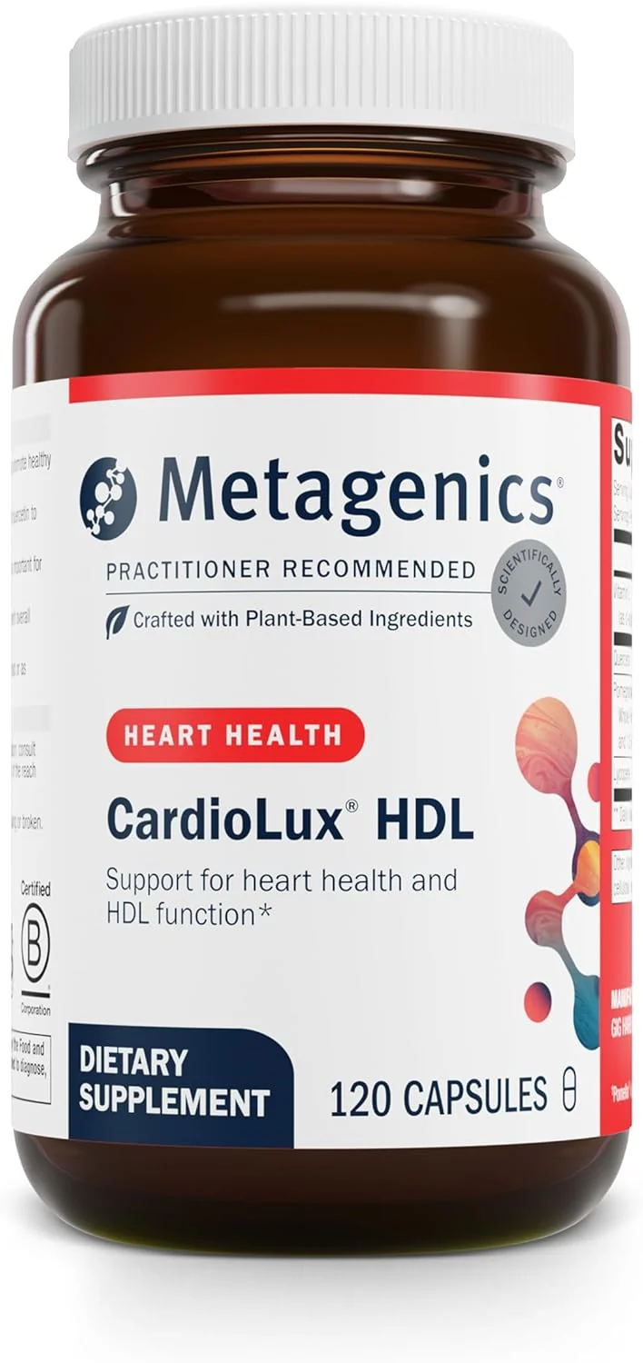 Metagenics CardioLux Pomegranate HDL Advanced Heart Health Cholesterol Support Supplement with Lycopene Pomegranate Extract Quercetin  Supports HDL Antioxidant Defense 120 Caps