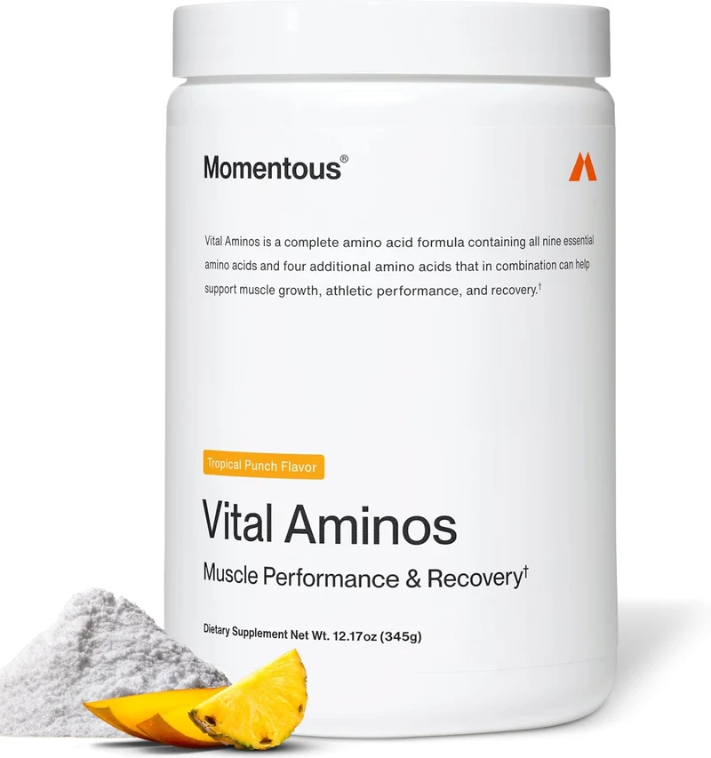 Momentous Vital Aminos Powder BCAA & EAA NSF Certified for Sport - GMO- & Gluten-Free - 30 Servings