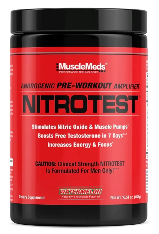 MuscleMeds Nitrotest Androgenic PreWorkout Nitric Oxide & Muscle Pumps Test booster 474 gr
