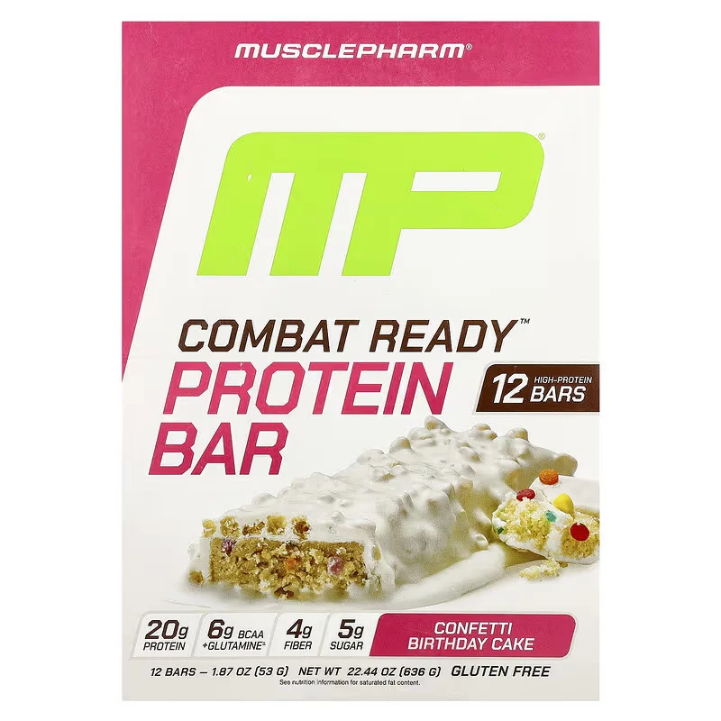 MusclePharm Combat Ready Protein Bar Confetti Birthday Cake