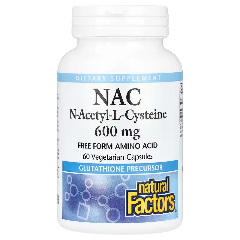 Natural Factors NAC N-Acetyl-L-Cysteine Glutathione Precursor 600 mg 60 Vegetarian Capsules