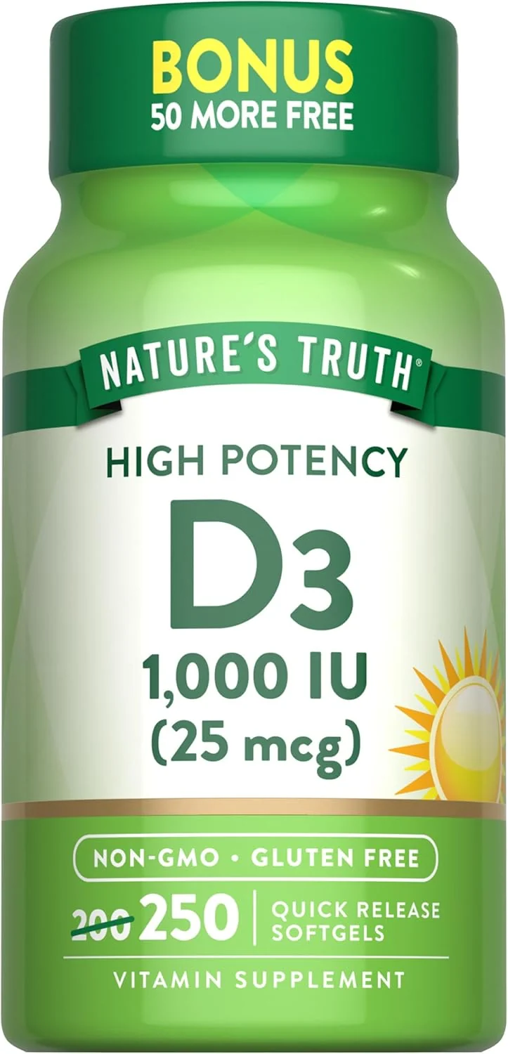 Nature's Truth, High Potency Vitamin D3, 25 mcg (1000 IU), 250 Quick Softgels