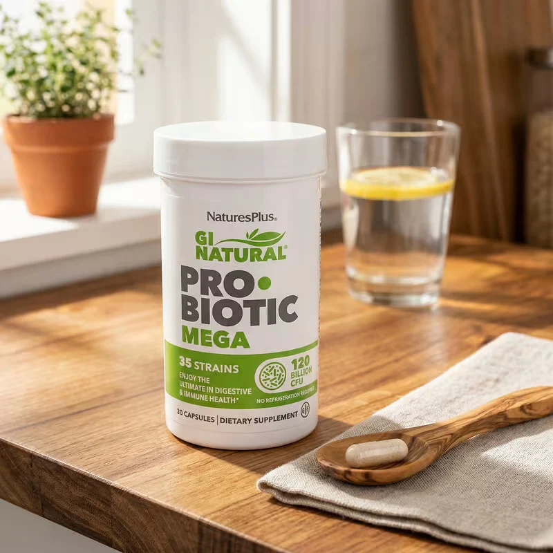 NaturesPlus GI Natural Probiotic Lactobacillus Mega 120 Billion CFU 30 Caps
