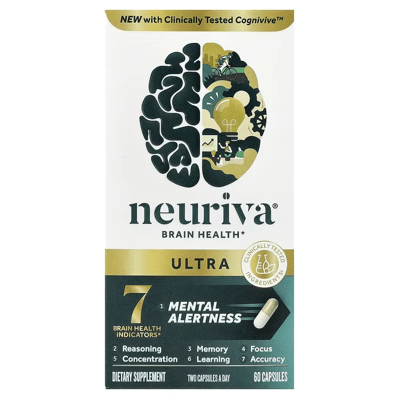 NEURIVA Ultra Brain Brain & Cognitive Focus & Memory Phosphatidylserine B6-B12 Folate 60 Cap
