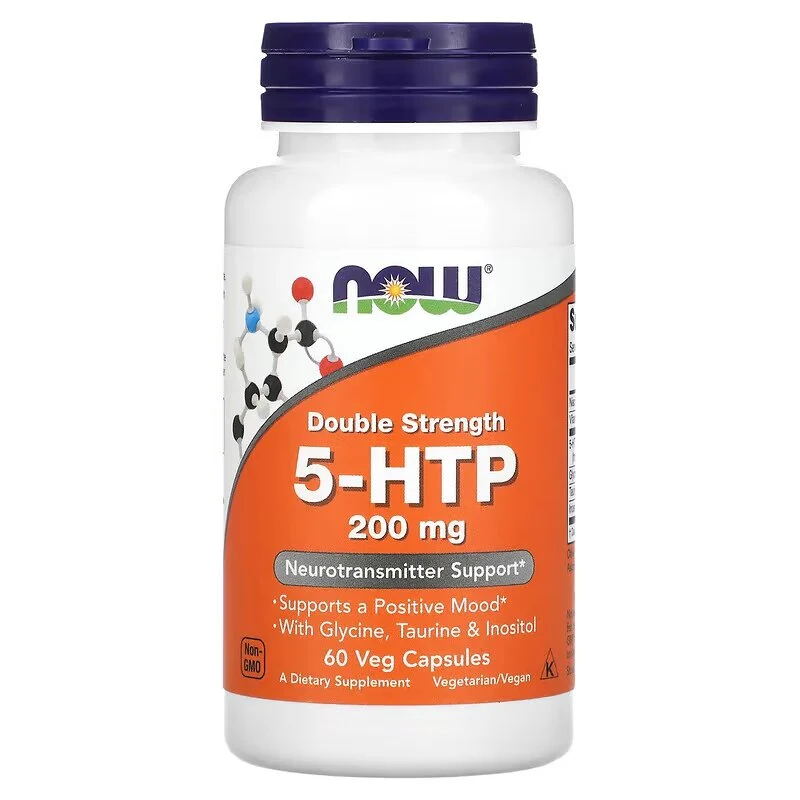 NOW Foods, 5-HTP, Inositol , Glycine , Taurine , Niacin Double Strength, 200 mg 60 Veg Caps