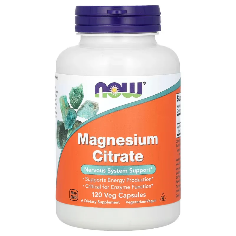 NOW Foods Magnesium Citrate Nervous System Support 120 Veg Capsules
