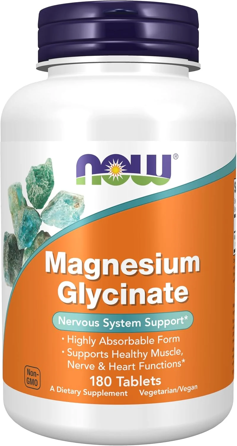 NOW Foods Magnesium Glycinate 200 mg Highly Absorbable Form 180 Tablet