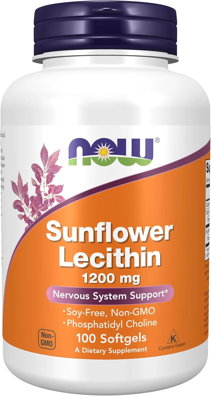 NOW Foods Sunflower Lecithin Phospholipids Choline 1,200 mg 100 Softgels