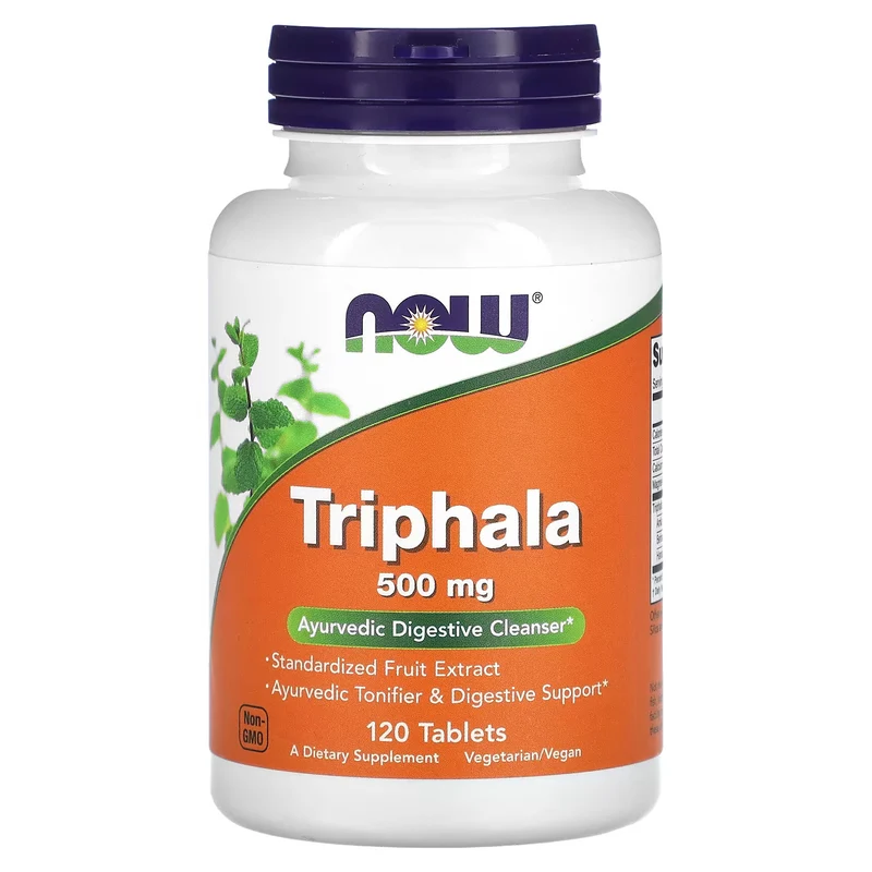 NOW Foods Supplements, Triphala 500 mg, Combination of Harada, Amla and Behada, 120 Tablets