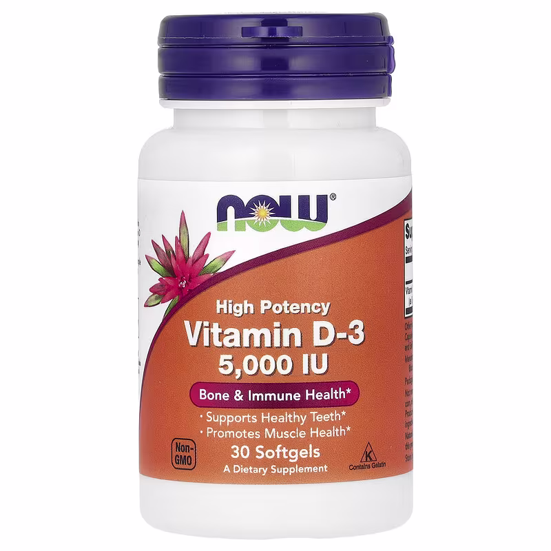 NOW Foods Vitamin D3 High Potency 5,000 IU 30 Softgels