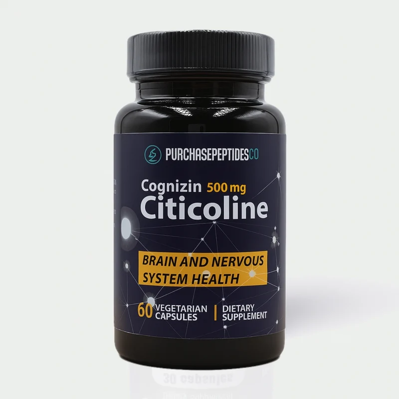 Purchasepeptideseco Citicoline Cognizin Brain Nervous Health 500 mg 60 Caps