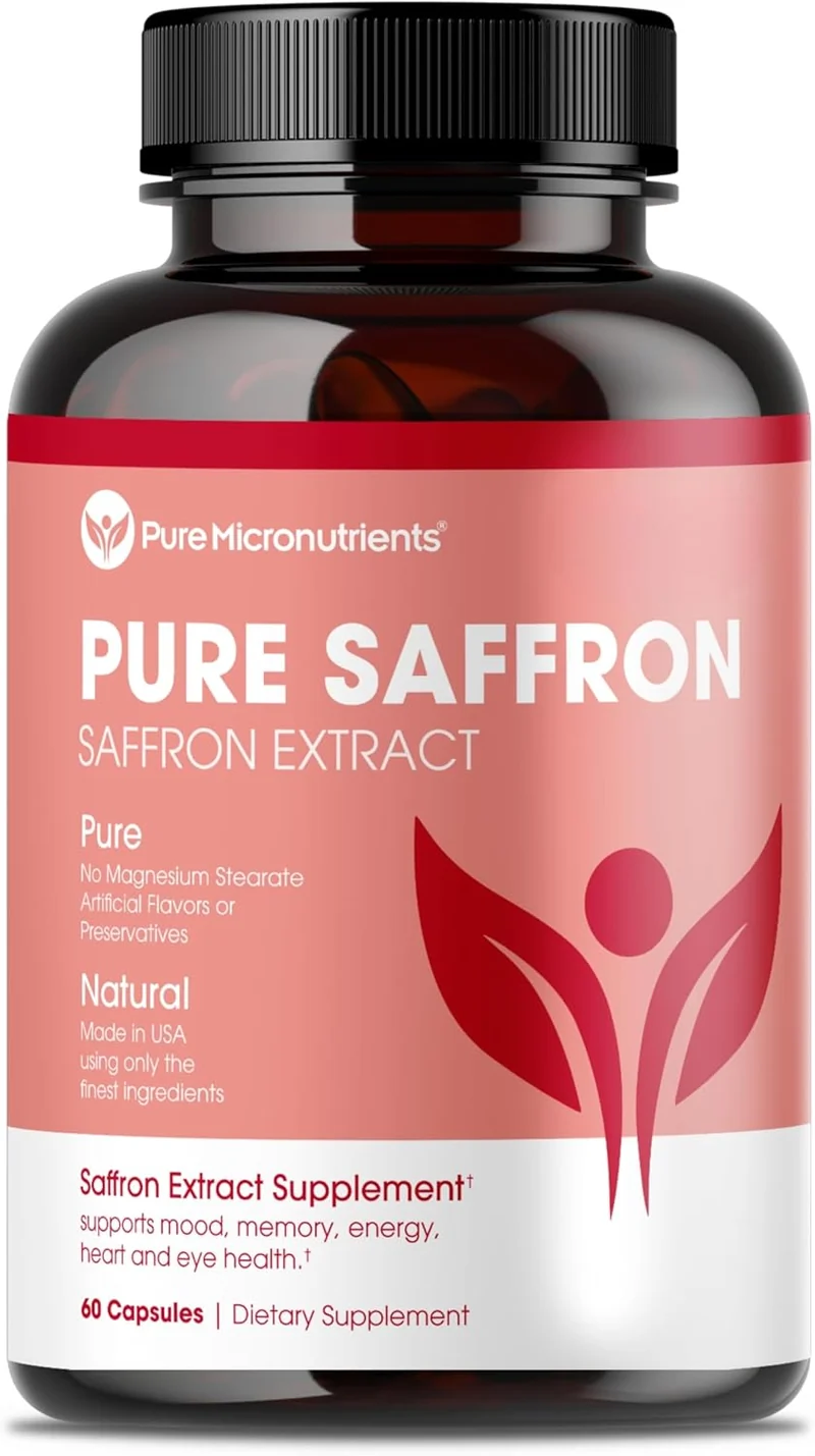 Pure Micronutrients 100% Pure Saffron Extract Boost Energy & Mood, Support Eye & Heart Health 60 Caps