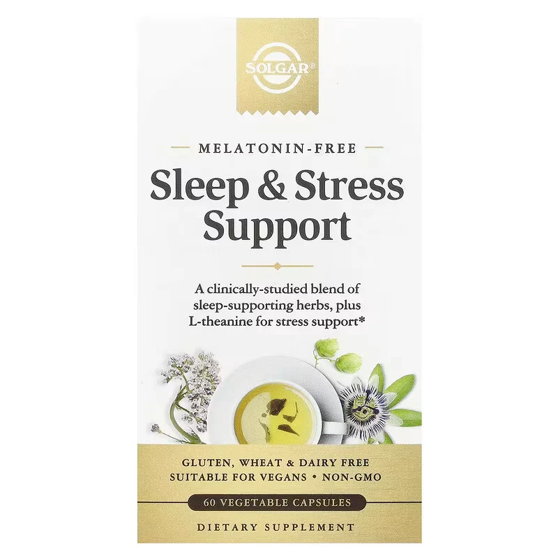 Solgar Sleep Stress Support Valerian Root Theanine 60 Vegetable Caps