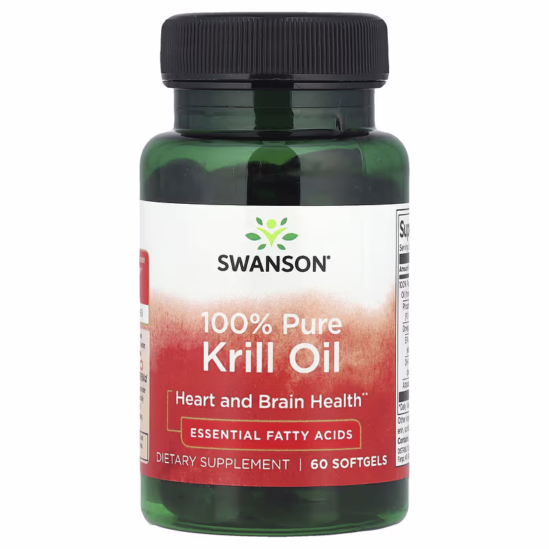 Swanson 100% Pure Krill Oil Omega Fish Oils EPA DHA 60 Softgels