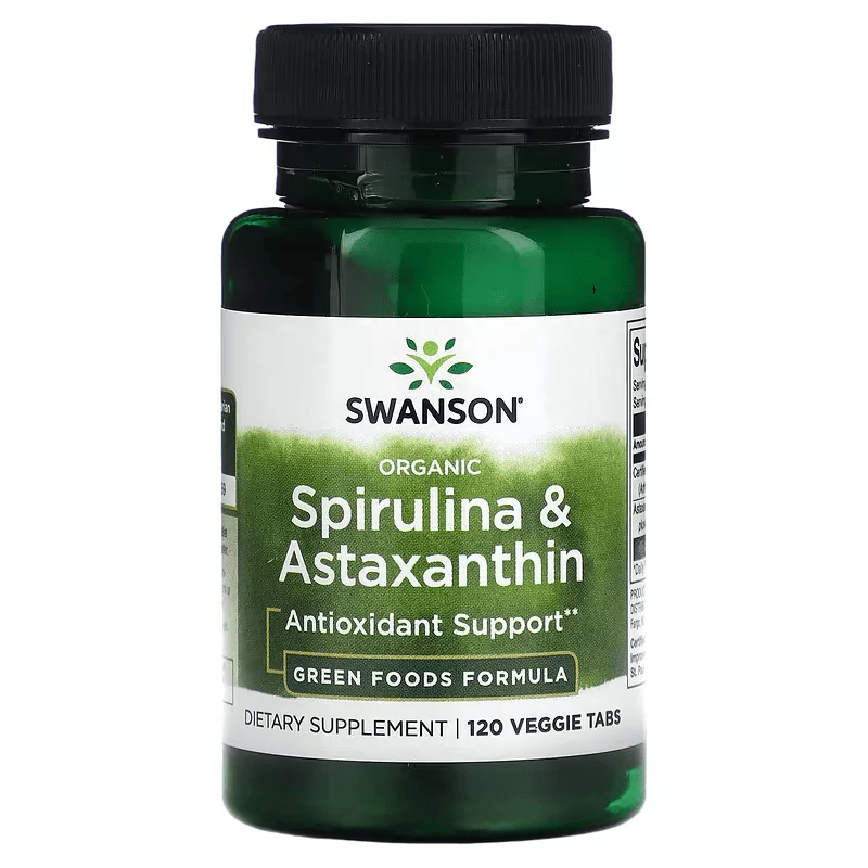 Swanson Organic Spirulina Astaxanthin Greens Superfoods 120 Veggie Tabs
