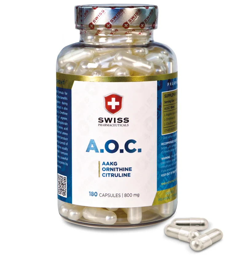 Swiss AOC AAKG + L-Ornithine HCl +Arginine + Citrulline 180 Kapsül