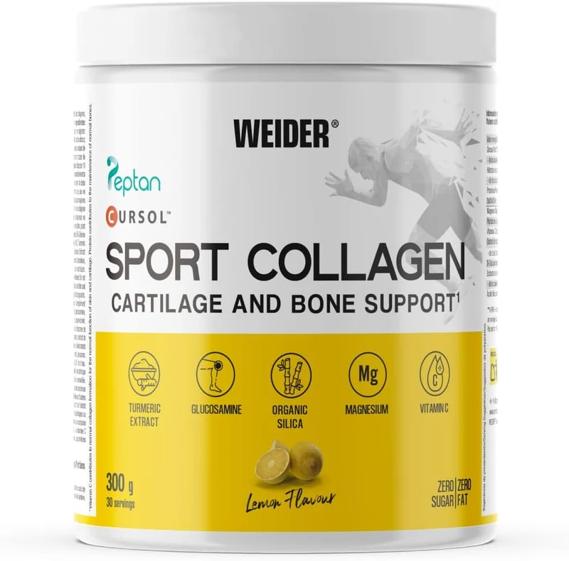 Weider Sport Collagen Peptan Hydrolysed Collagen Peptides Turmeric Extract, Organic Silica, Hyaluronic Acid, Magnesium, Vitamin C 300 gr