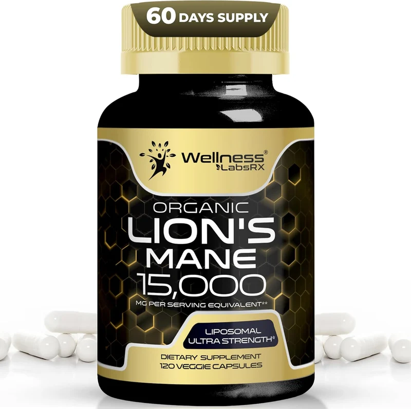 WELLNESS LABS Lions Mane Real Mushroom Brain, Memory and Focus Cognitive Immune 120 Caps